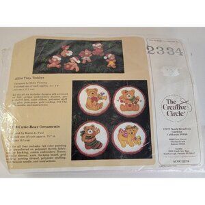 Vintage The Creative Circle Felt Kit Christmas Ornament Tiny Teddys #2334 Sealed